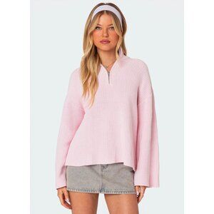 Edikted | Amour High Neck Oversized Zip Sweater